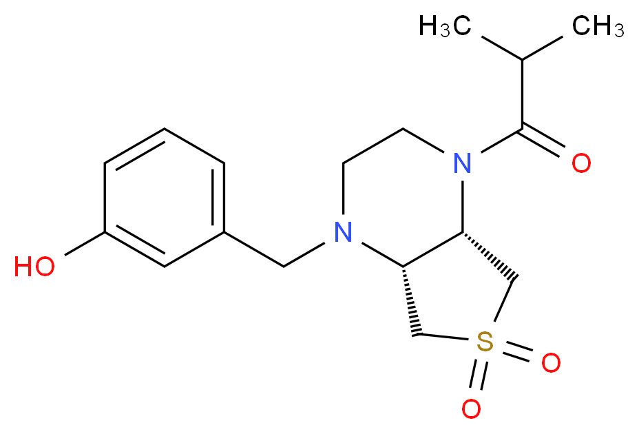 3-{[(4aS*,7aR*)-4-isobutyryl-6,6-dioxidohexahydrothieno[3,4-b]pyrazin-1(2H)-yl]methyl}phenol_分子结构_CAS_)