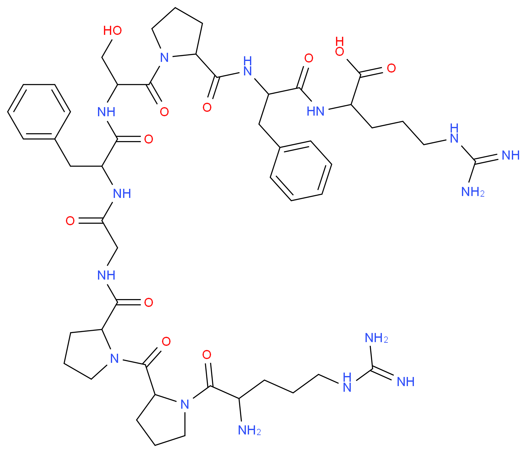 2-(2-{[1-(2-{2-[2-({1-[1-(2-amino-5-carbamimidamidopentanoyl)pyrrolidine-2-carbonyl]pyrrolidin-2-yl}formamido)acetamido]-3-phenylpropanamido}-3-hydroxypropanoyl)pyrrolidin-2-yl]formamido}-3-phenylpropanamido)-5-carbamimidamidopentanoic acid_分子结构_CAS_5979-11-3