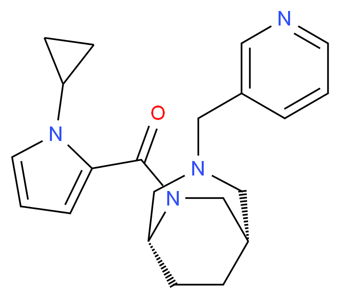 (1S*,5R*)-6-[(1-cyclopropyl-1H-pyrrol-2-yl)carbonyl]-3-(3-pyridinylmethyl)-3,6-diazabicyclo[3.2.2]nonane_分子结构_CAS_)