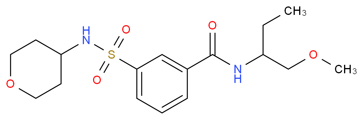 N-[1-(methoxymethyl)propyl]-3-[(tetrahydro-2H-pyran-4-ylamino)sulfonyl]benzamide_分子结构_CAS_)