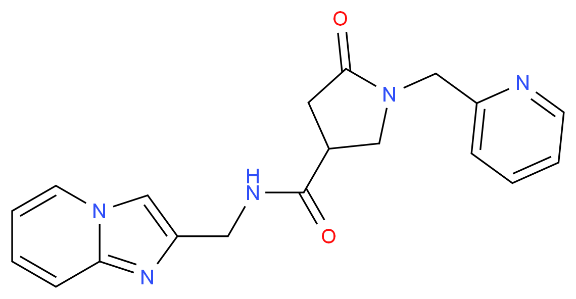 N-(imidazo[1,2-a]pyridin-2-ylmethyl)-5-oxo-1-(pyridin-2-ylmethyl)pyrrolidine-3-carboxamide_分子结构_CAS_)