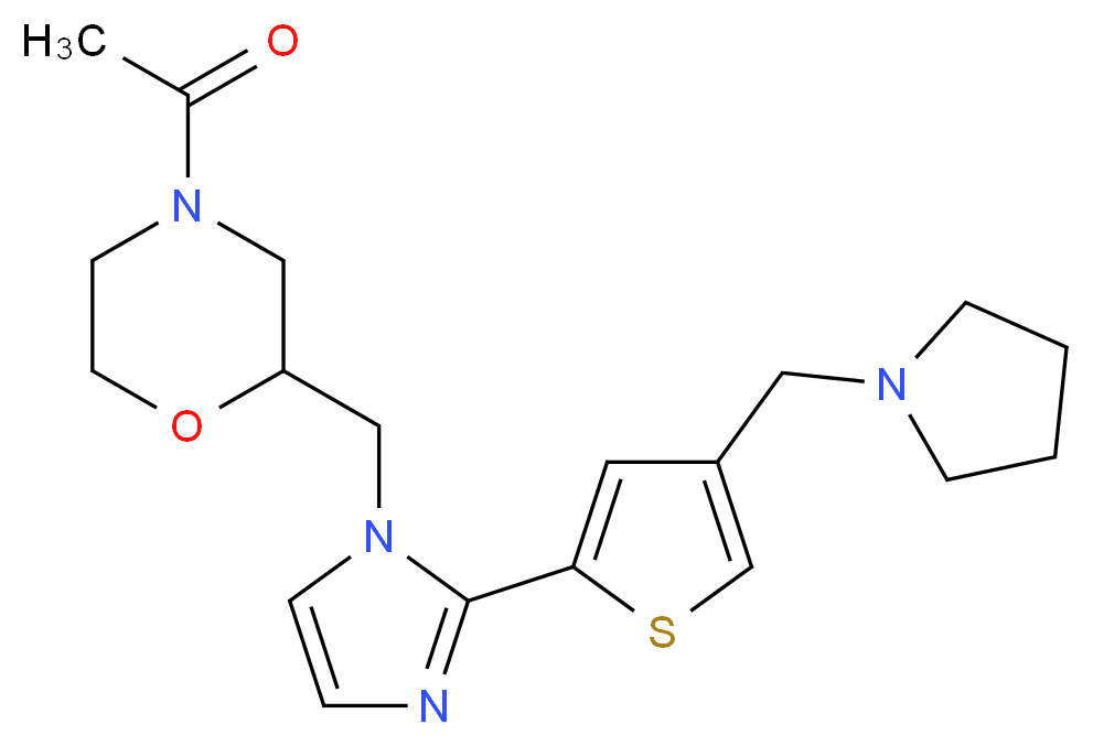 4-acetyl-2-({2-[4-(pyrrolidin-1-ylmethyl)-2-thienyl]-1H-imidazol-1-yl}methyl)morpholine_分子结构_CAS_)