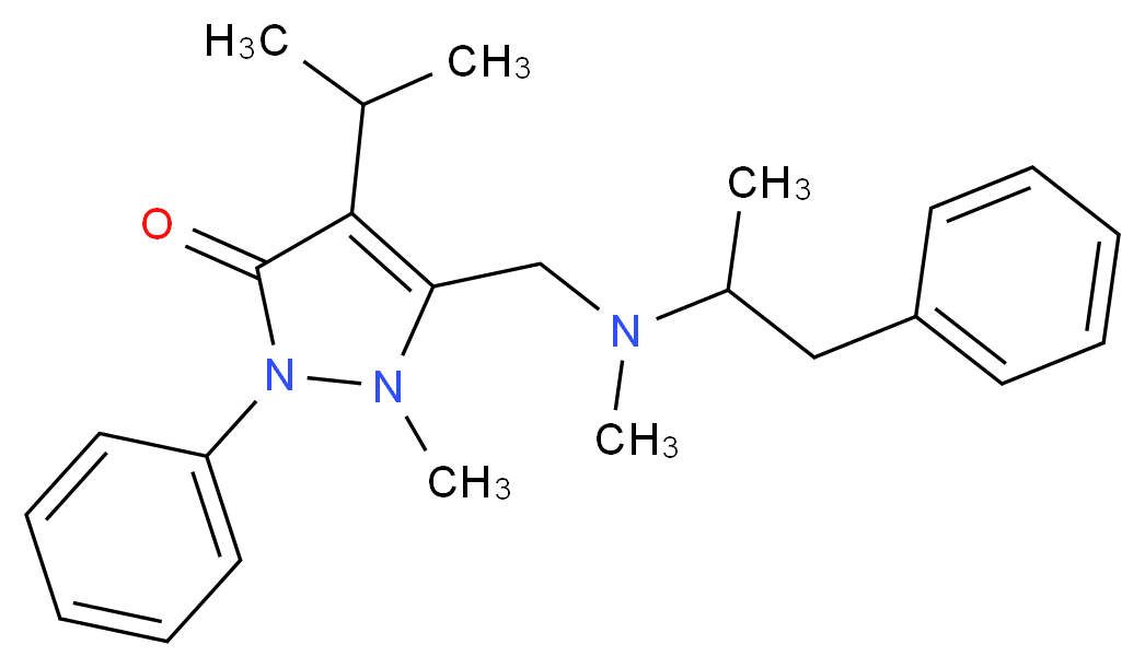 1-methyl-5-{[methyl(1-phenylpropan-2-yl)amino]methyl}-2-phenyl-4-(propan-2-yl)-2,3-dihydro-1H-pyrazol-3-one_分子结构_CAS_22881-35-2