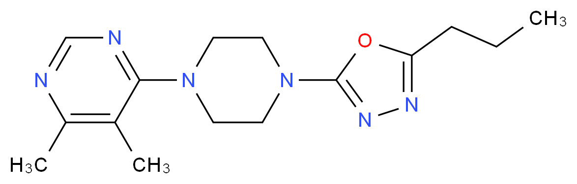 4,5-dimethyl-6-[4-(5-propyl-1,3,4-oxadiazol-2-yl)piperazin-1-yl]pyrimidine_分子结构_CAS_)