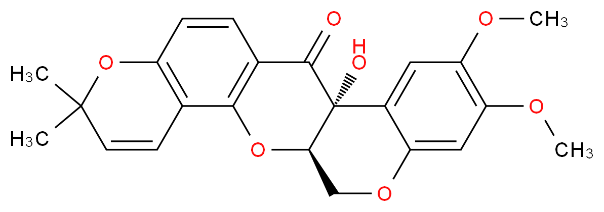 (1R,14R)-14-hydroxy-17,18-dimethoxy-7,7-dimethyl-2,8,21-trioxapentacyclo[12.8.0.0<sup>3</sup>,<sup>1</sup><sup>2</sup>.0<sup>4</sup>,<sup>9</sup>.0<sup>1</sup><sup>5</sup>,<sup>2</sup><sup>0</sup>]docosa-3(12),4(9),5,10,15,17,19-heptaen-13-one_分子结构_CAS_76-80-2