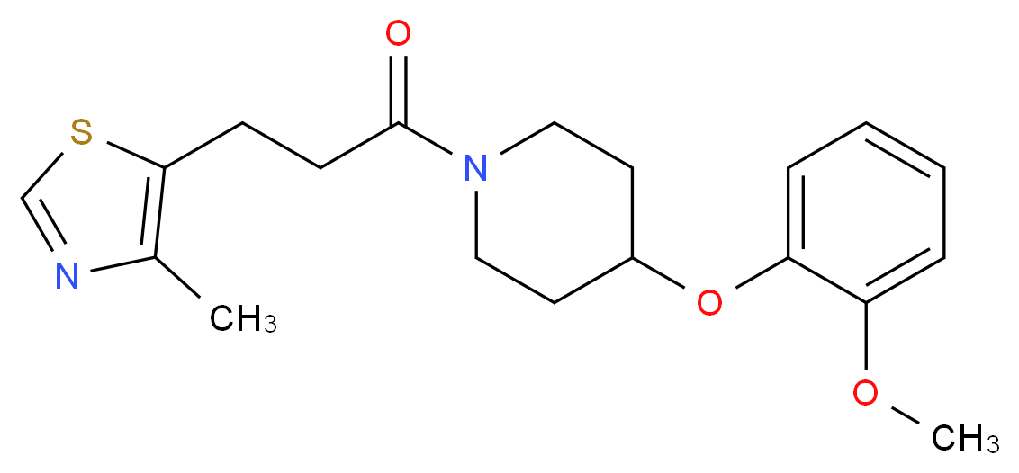 4-(2-methoxyphenoxy)-1-[3-(4-methyl-1,3-thiazol-5-yl)propanoyl]piperidine_分子结构_CAS_)