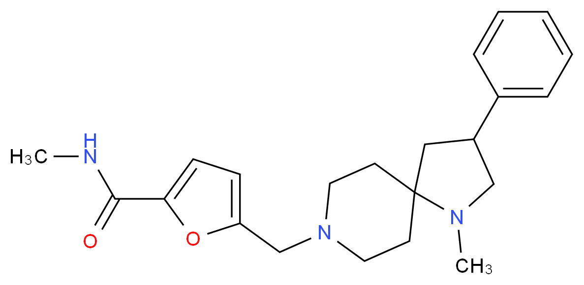 N-methyl-5-[(1-methyl-3-phenyl-1,8-diazaspiro[4.5]dec-8-yl)methyl]-2-furamide_分子结构_CAS_)