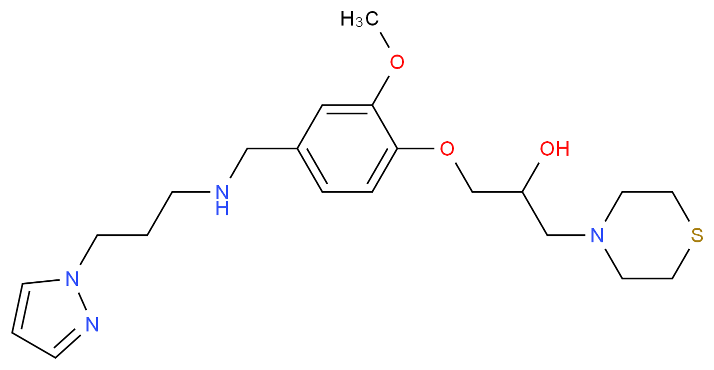 1-[2-methoxy-4-({[3-(1H-pyrazol-1-yl)propyl]amino}methyl)phenoxy]-3-(4-thiomorpholinyl)-2-propanol_分子结构_CAS_)
