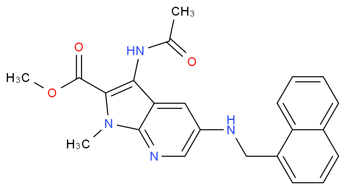 methyl 3-(acetylamino)-1-methyl-5-[(1-naphthylmethyl)amino]-1H-pyrrolo[2,3-b]pyridine-2-carboxylate_分子结构_CAS_)