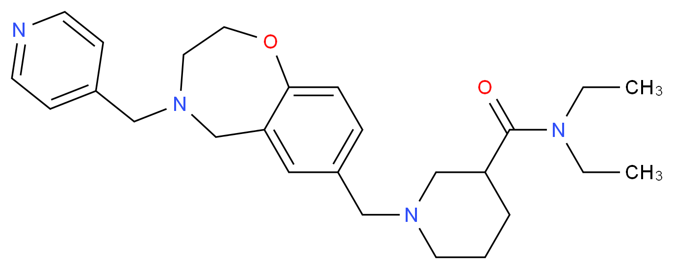 N,N-diethyl-1-{[4-(4-pyridinylmethyl)-2,3,4,5-tetrahydro-1,4-benzoxazepin-7-yl]methyl}-3-piperidinecarboxamide_分子结构_CAS_)