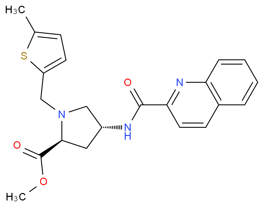 methyl (4R)-1-[(5-methyl-2-thienyl)methyl]-4-[(2-quinolinylcarbonyl)amino]-L-prolinate_分子结构_CAS_)