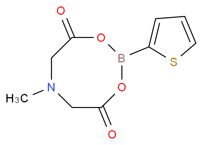 6-methyl-2-(thiophen-2-yl)-1,3,6,2-dioxazaborocane-4,8-dione_分子结构_CAS_1158984-92-9