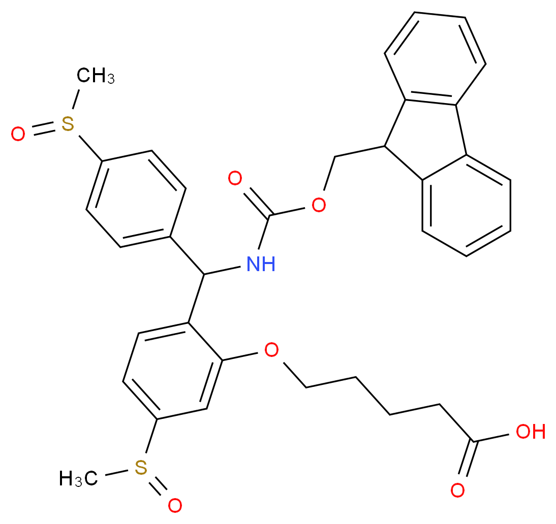 5-[2-({[(9H-fluoren-9-ylmethoxy)carbonyl]amino}(4-methanesulfinylphenyl)methyl)-5-methanesulfinylphenoxy]pentanoic acid_分子结构_CAS_147046-64-8