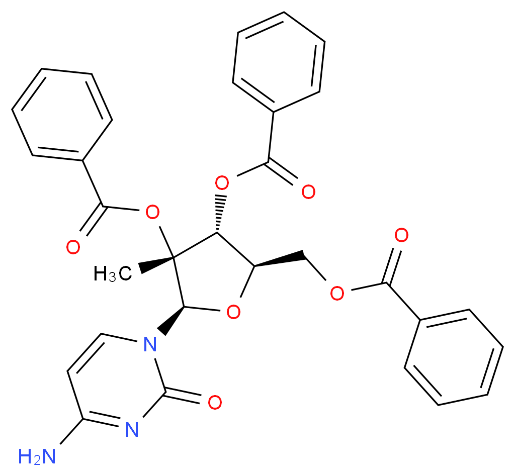 2'-C-Methyl-2',3',5'-tri-O-benzoylcytidine_分子结构_CAS_640725-69-5)