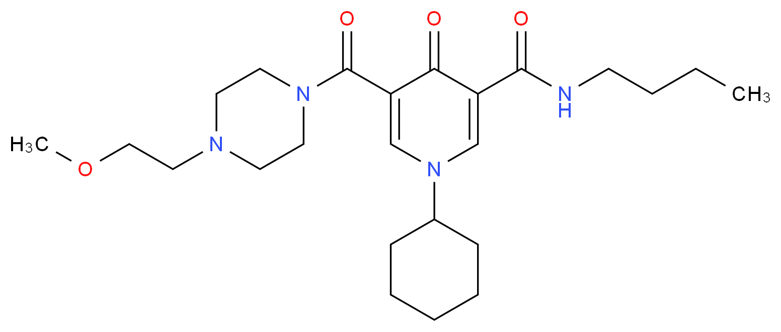 N-butyl-1-cyclohexyl-5-{[4-(2-methoxyethyl)-1-piperazinyl]carbonyl}-4-oxo-1,4-dihydro-3-pyridinecarboxamide_分子结构_CAS_)