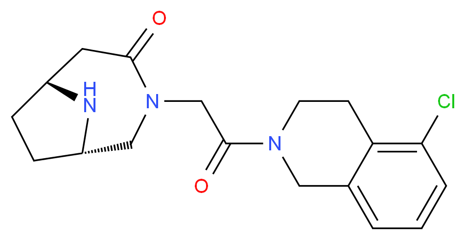 (1S*,6R*)-3-[2-(5-chloro-3,4-dihydroisoquinolin-2(1H)-yl)-2-oxoethyl]-3,9-diazabicyclo[4.2.1]nonan-4-one_分子结构_CAS_)