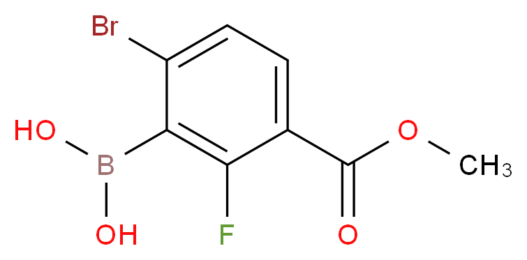 (6-Bromo-2-fluoro-3-(methoxycarbonyl)phenyl)boronic acid_分子结构_CAS_957120-79-5)
