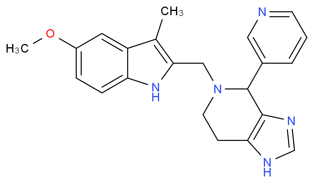 5-[(5-methoxy-3-methyl-1H-indol-2-yl)methyl]-4-pyridin-3-yl-4,5,6,7-tetrahydro-1H-imidazo[4,5-c]pyridine_分子结构_CAS_)