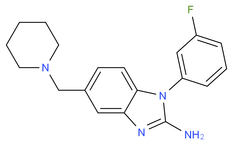 1-(3-fluorophenyl)-5-((piperidin-1-yl)methyl)-1h-benzimidazol-2-amine_分子结构_CAS_509093-98-5)