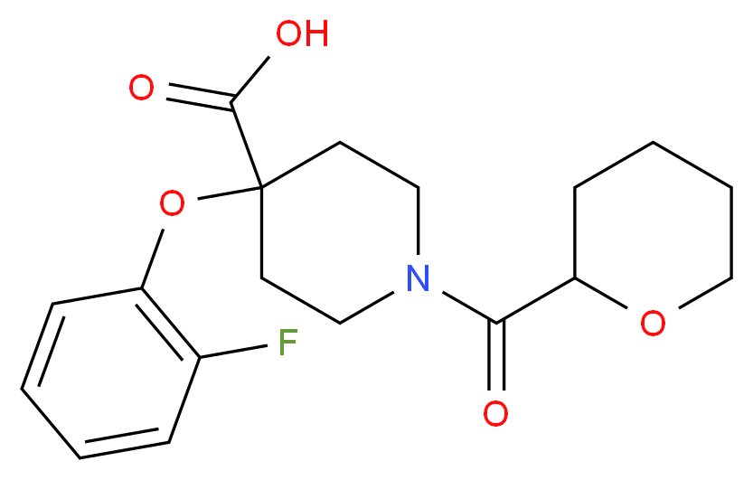 4-(2-fluorophenoxy)-1-(tetrahydro-2H-pyran-2-ylcarbonyl)piperidine-4-carboxylic acid_分子结构_CAS_)