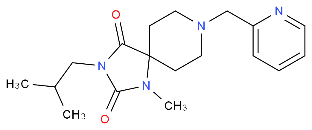 3-isobutyl-1-methyl-8-(2-pyridinylmethyl)-1,3,8-triazaspiro[4.5]decane-2,4-dione_分子结构_CAS_)