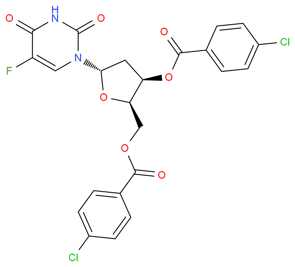 [(2R,3R,5S)-3-(4-chlorobenzoyloxy)-5-(5-fluoro-2,4-dioxo-1,2,3,4-tetrahydropyrimidin-1-yl)oxolan-2-yl]methyl 4-chlorobenzoate_分子结构_CAS_110558-30-0