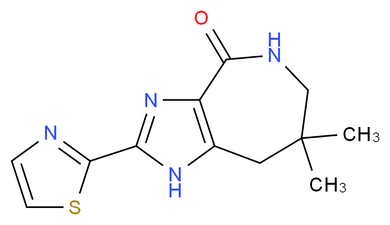 7,7-dimethyl-2-(1,3-thiazol-2-yl)-5,6,7,8-tetrahydroimidazo[4,5-c]azepin-4(1H)-one_分子结构_CAS_)