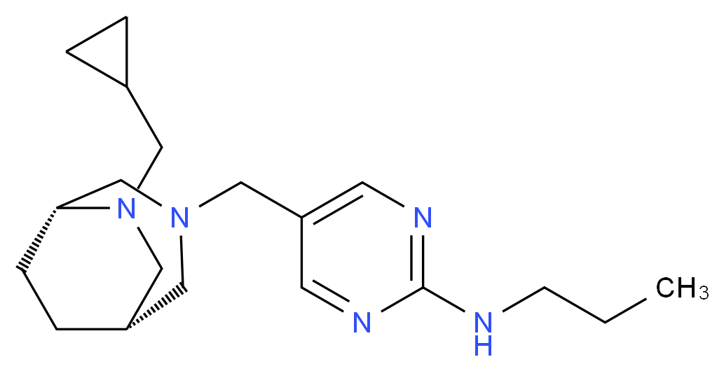 5-{[(1S*,5R*)-6-(cyclopropylmethyl)-3,6-diazabicyclo[3.2.2]non-3-yl]methyl}-N-propyl-2-pyrimidinamine_分子结构_CAS_)