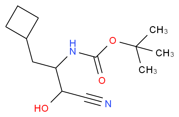 tert-butyl N-(1-cyano-3-cyclobutyl-1-hydroxypropan-2-yl)carbamate_分子结构_CAS_394735-20-7
