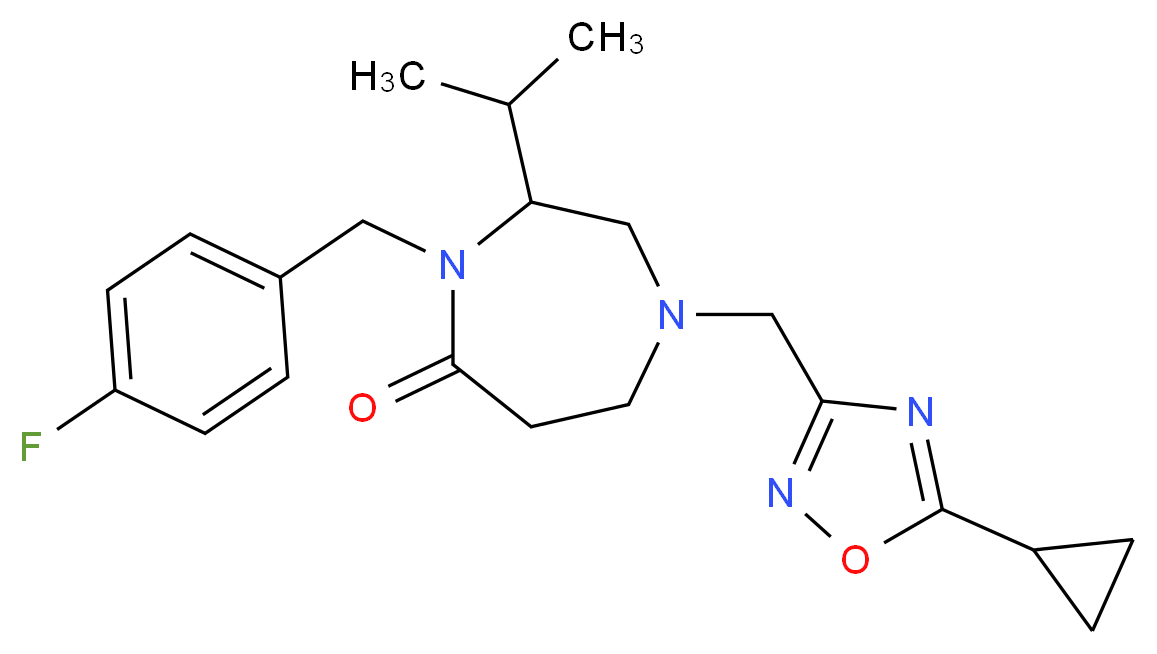 1-[(5-cyclopropyl-1,2,4-oxadiazol-3-yl)methyl]-4-(4-fluorobenzyl)-3-isopropyl-1,4-diazepan-5-one_分子结构_CAS_)