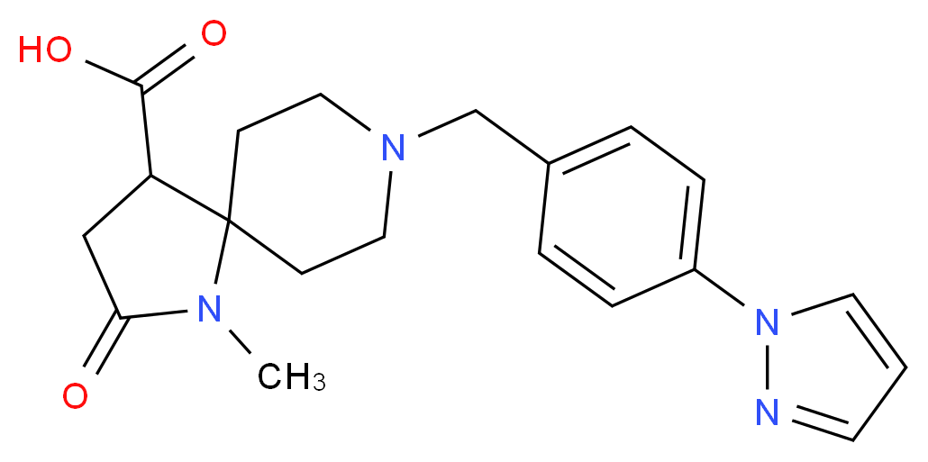 1-methyl-2-oxo-8-[4-(1H-pyrazol-1-yl)benzyl]-1,8-diazaspiro[4.5]decane-4-carboxylic acid_分子结构_CAS_)