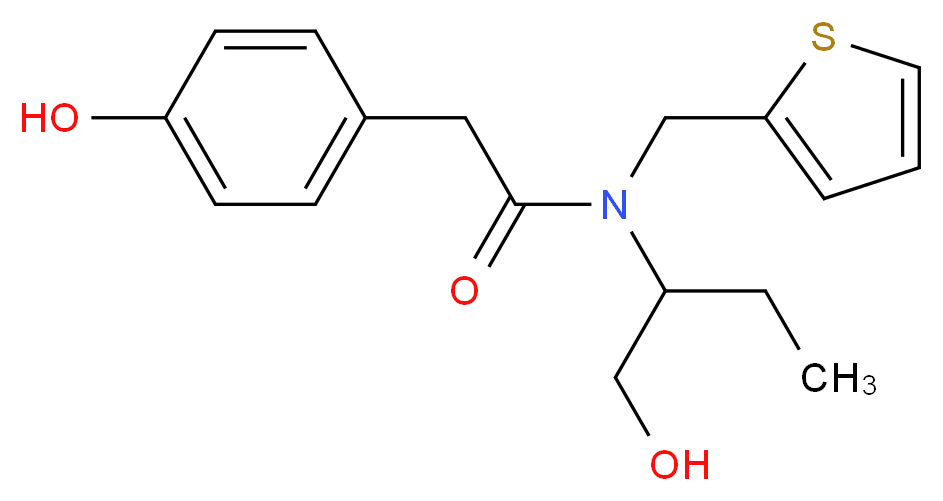 N-[1-(hydroxymethyl)propyl]-2-(4-hydroxyphenyl)-N-(2-thienylmethyl)acetamide_分子结构_CAS_)