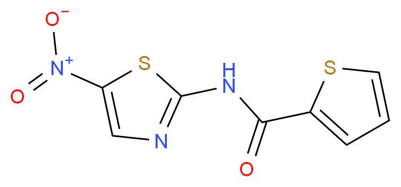 N-(5-nitro-1,3-thiazol-2-yl)thiophene-2-carboxamide_分子结构_CAS_3810-35-3