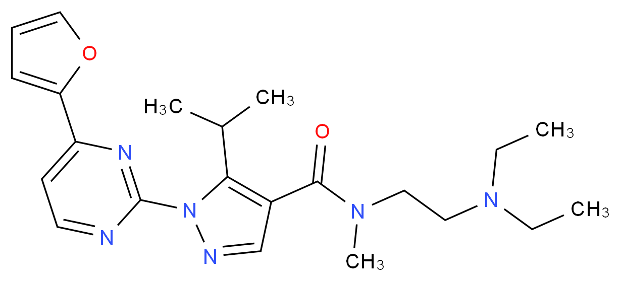 N-[2-(diethylamino)ethyl]-1-[4-(2-furyl)-2-pyrimidinyl]-5-isopropyl-N-methyl-1H-pyrazole-4-carboxamide_分子结构_CAS_)