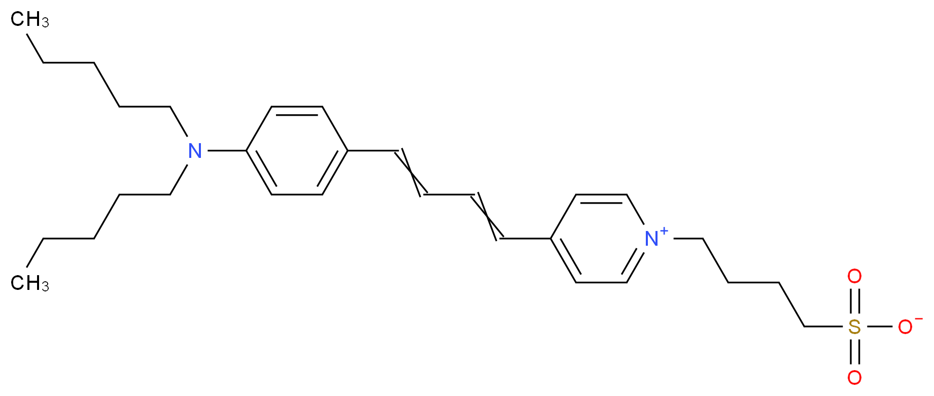 4-{4-[4-(dipentylamino)phenyl]buta-1,3-dien-1-yl}-1-(4-sulfonatobutyl)pyridin-1-ium_分子结构_CAS_107610-19-5