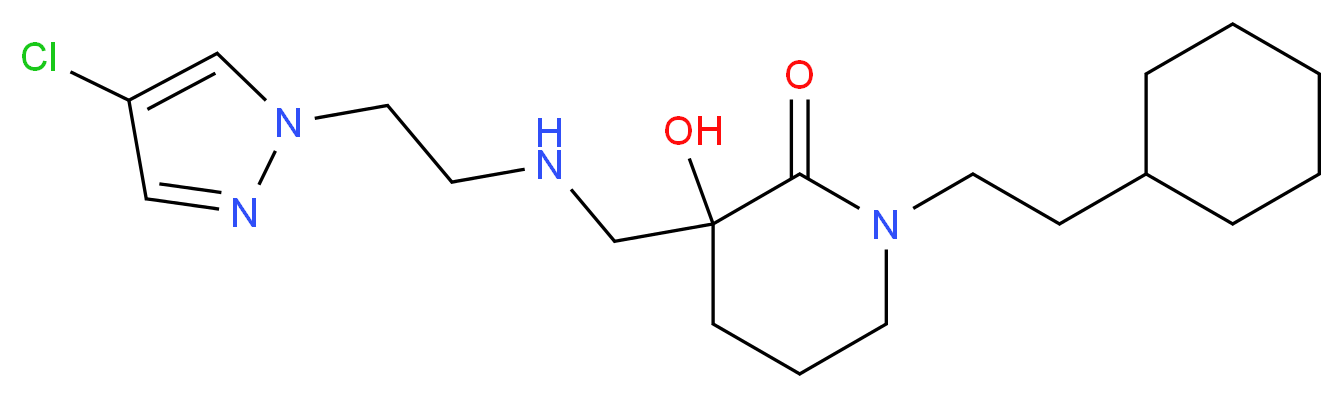 3-({[2-(4-chloro-1H-pyrazol-1-yl)ethyl]amino}methyl)-1-(2-cyclohexylethyl)-3-hydroxypiperidin-2-one_分子结构_CAS_)