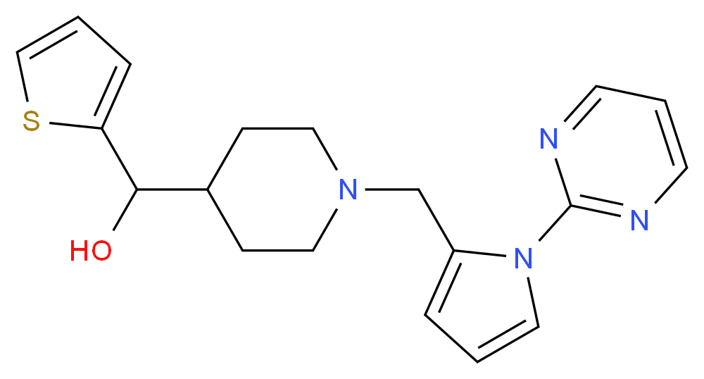 {1-[(1-pyrimidin-2-yl-1H-pyrrol-2-yl)methyl]piperidin-4-yl}(2-thienyl)methanol_分子结构_CAS_)