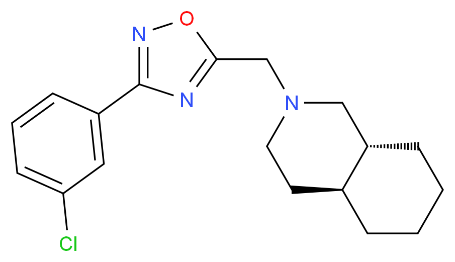 (4aS*,8aR*)-2-{[3-(3-chlorophenyl)-1,2,4-oxadiazol-5-yl]methyl}decahydroisoquinoline_分子结构_CAS_)