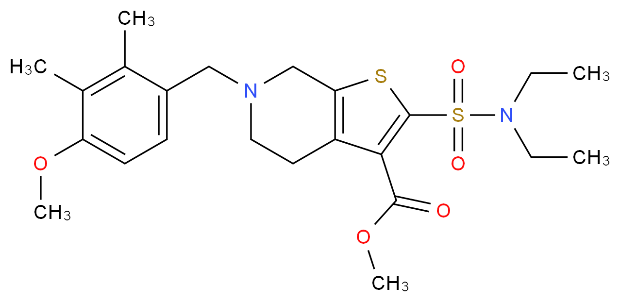 methyl 2-[(diethylamino)sulfonyl]-6-(4-methoxy-2,3-dimethylbenzyl)-4,5,6,7-tetrahydrothieno[2,3-c]pyridine-3-carboxylate_分子结构_CAS_)