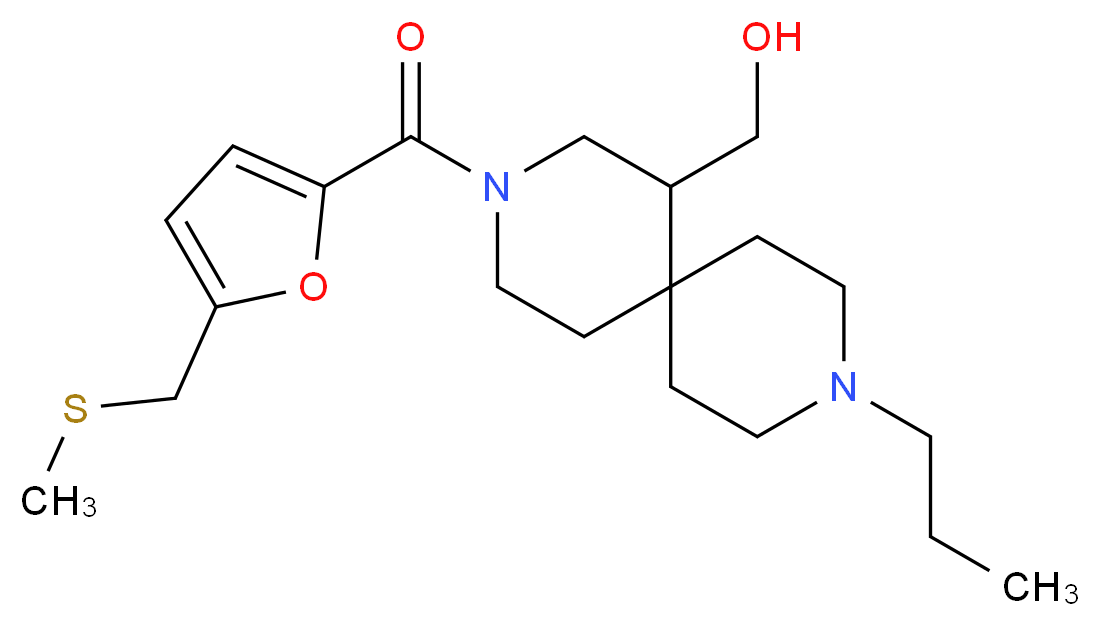 (3-{5-[(methylthio)methyl]-2-furoyl}-9-propyl-3,9-diazaspiro[5.5]undec-1-yl)methanol_分子结构_CAS_)