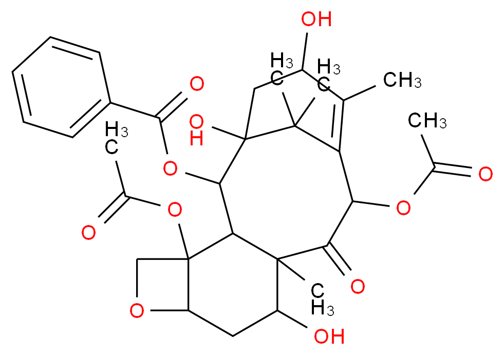 4,12-bis(acetyloxy)-1,9,15-trihydroxy-10,14,17,17-tetramethyl-11-oxo-6-oxatetracyclo[11.3.1.0^{3,10}.0^{4,7}]heptadec-13-en-2-yl benzoate_分子结构_CAS_27548-93-2