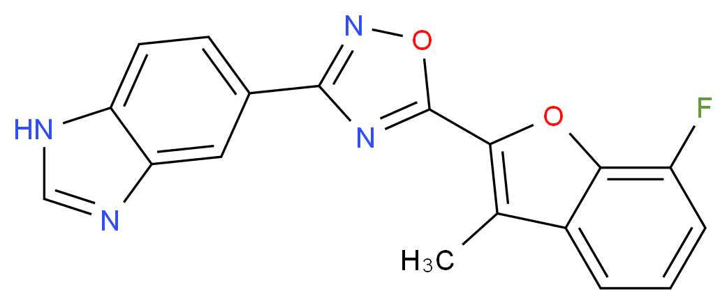 5-[5-(7-fluoro-3-methyl-1-benzofuran-2-yl)-1,2,4-oxadiazol-3-yl]-1H-benzimidazole_分子结构_CAS_)