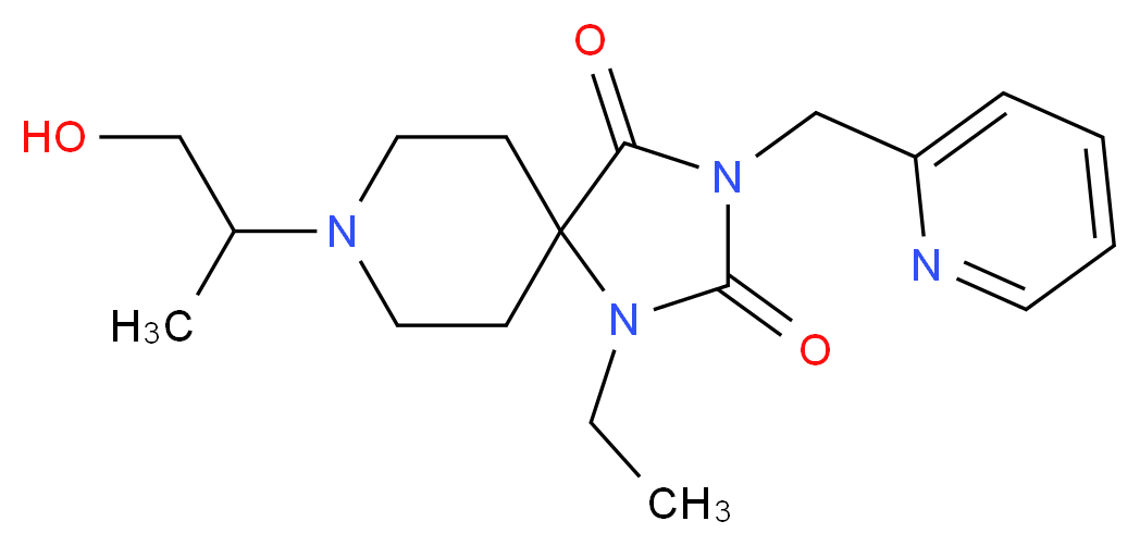 1-ethyl-8-(2-hydroxy-1-methylethyl)-3-(2-pyridinylmethyl)-1,3,8-triazaspiro[4.5]decane-2,4-dione_分子结构_CAS_)