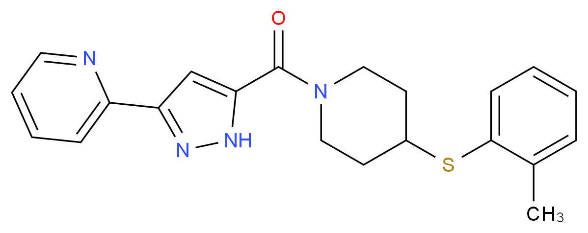 2-[5-({4-[(2-methylphenyl)thio]piperidin-1-yl}carbonyl)-1H-pyrazol-3-yl]pyridine_分子结构_CAS_)