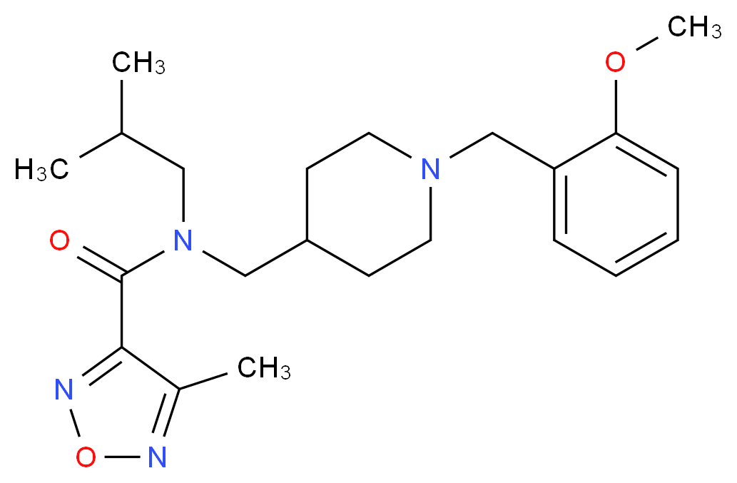 N-isobutyl-N-{[1-(2-methoxybenzyl)-4-piperidinyl]methyl}-4-methyl-1,2,5-oxadiazole-3-carboxamide_分子结构_CAS_)