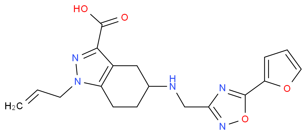 1-allyl-5-({[5-(2-furyl)-1,2,4-oxadiazol-3-yl]methyl}amino)-4,5,6,7-tetrahydro-1H-indazole-3-carboxylic acid_分子结构_CAS_)