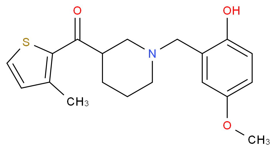 [1-(2-hydroxy-5-methoxybenzyl)-3-piperidinyl](3-methyl-2-thienyl)methanone_分子结构_CAS_)