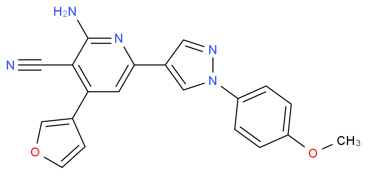 2-amino-4-(3-furyl)-6-[1-(4-methoxyphenyl)-1H-pyrazol-4-yl]nicotinonitrile_分子结构_CAS_)