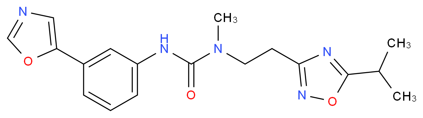 N-[2-(5-isopropyl-1,2,4-oxadiazol-3-yl)ethyl]-N-methyl-N'-[3-(1,3-oxazol-5-yl)phenyl]urea_分子结构_CAS_)