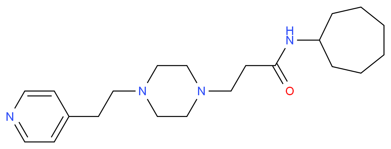 N-cycloheptyl-3-[4-(2-pyridin-4-ylethyl)piperazin-1-yl]propanamide_分子结构_CAS_)